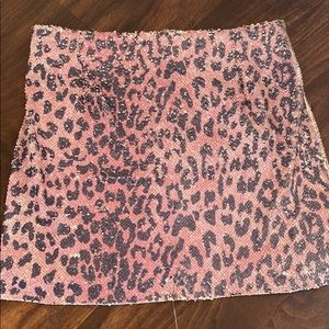 Free People Pink Cheetah Sequin Skirt